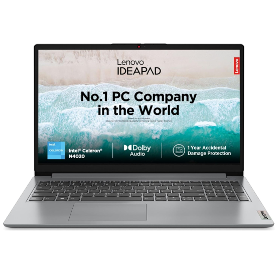 Lenovo IdeaPad Slim 1 Intel® Celeron® N4020 15.6 inch (39.6cm) Thin & Light Laptop (8GB RAM/512GB SSD/Windows 11 Home/Office Home & Student 2024/1Yr ADP Free/Cloud Grey/1.54Kg)